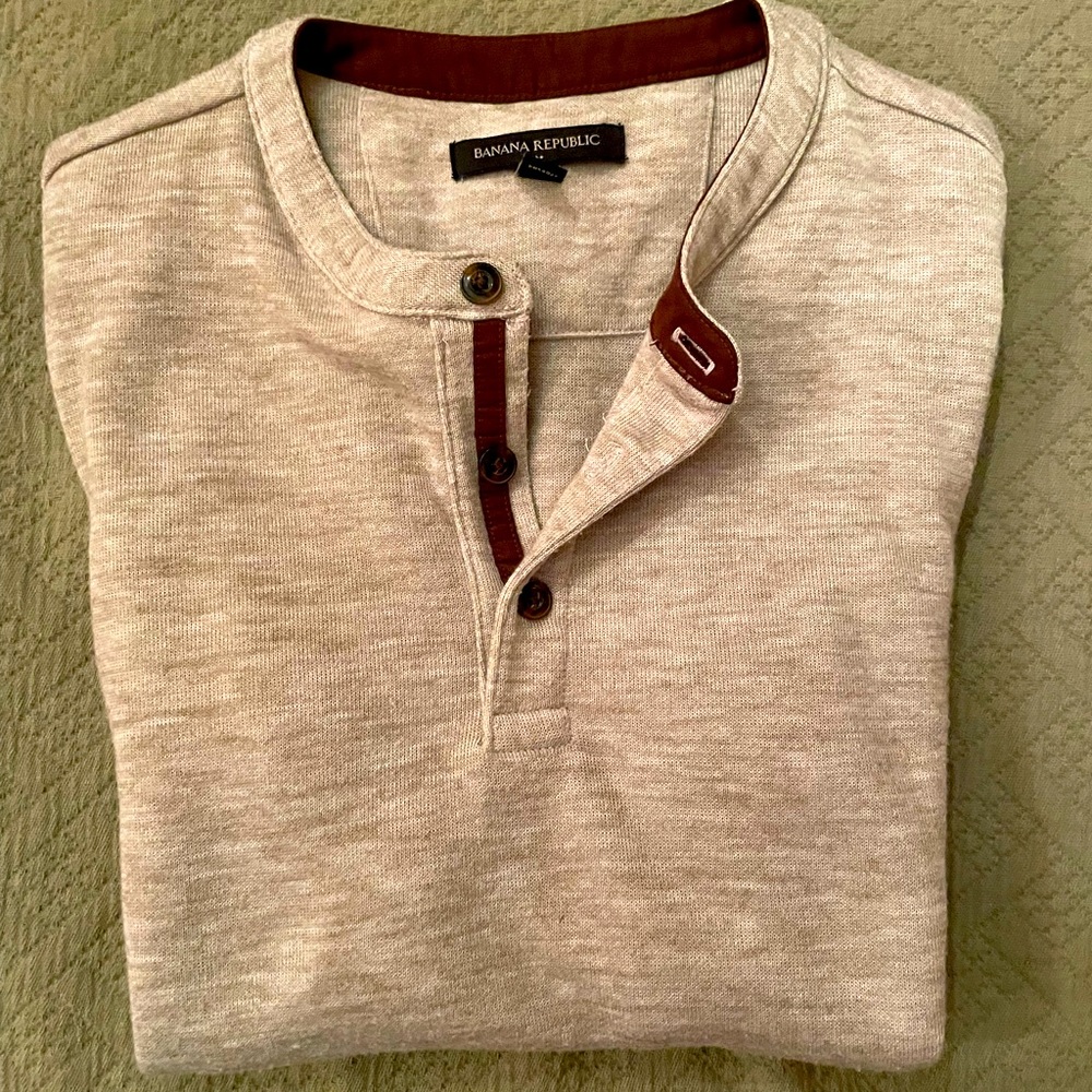 Banana Republic Beige and Brown Long Sleeve Henley